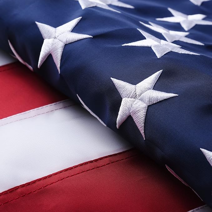 American Flags for Outside 6x10, USA US Flag Heavy Duty Outdoor, Made of 210D Oxford Fabric, Embroidered Stars, Brass Grommets