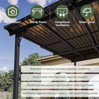 Aoxun 10' x 12' Gazebo for Patio, Gazebo Pergola with Sloped Roof, Large Wall-Mounted Heavy Duty Awnings, and LED Outdoor Waterproof Hanging Lights, for Backyard, Deck, Patio