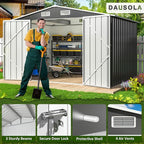10x8 FT Outdoor Storage Shed, Metal Garden Tool Shed with Updated Frame Structure and Lockable Doors, Ideal for Backyard Garden Patio Lawn, Grey