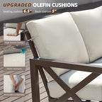 NATURAL EXPRESSIONS 4 Pieces Patio Furniture Sets,Outdoor Sectional Metal Furniture Conversation Set with Loveseat Chair,2 Single Chairs 1 Metal Table,6.5" Beige Cushions for Yard,Garden