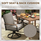 NATURAL EXPRESSIONS 5 Piece Outdoor Patio Dining Sets, 4pcs Swivel Dining Chairs & Square Woodgrain Dining Table with 1.65”Umbrella Hole for Lawn, Garden, Deck, Backyard and Porch