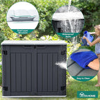 YITAHOME Outdoor Horizontal Storage Sheds w/o Shelf, Weatherproof Resin Tool Shed, Multi-Opening Door for Storage of Bike, Trash Cans, Garden Tools, 35 cu ft, Waterproof, Lockable, Dark Gray