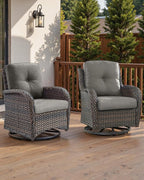 Pop 22x25/22x24 Outdoor Chair Cushions Set of 4 - Heavy Duty High Back Replacement Zippered Cushion for Patio Furniture Set Dining Rocking Chairs Loveseat L-Shape Sofa - Grey/Button