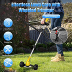 Electric Weed Wacker Cordless： String Trimmer with Roller 2Types Blades - 2.0Ah 12V Battery Powered Lightweight Grass Cutter/Mower for Yard and Garden, Yellow