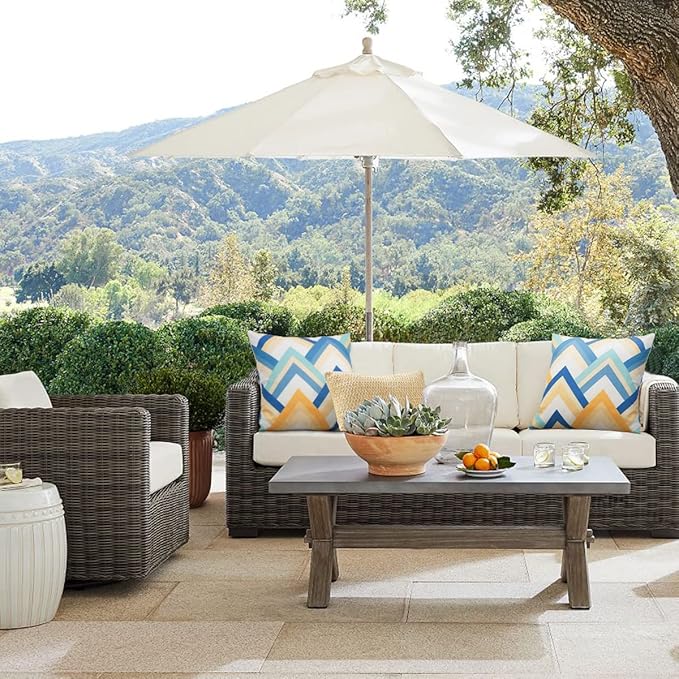 Pyonic Pack of 2 Decorative Outdoor Waterproof Pillow Covers 18x18 Square Garden Outside Polyester Throw Pillow Covers for Patio Tent Couch Funiture, Colorful Blue Yellow