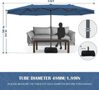 Sundale Outdoor Olefin 5-Year-Non-Fading 15 ft Patio Umbrella with Sand Bag Base and Cover, Large Outdoor Double-Sided Umbrella
