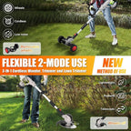 Electric Weed Wacker Eater Cordless String Trimmer Battery Powered, 21V/4000mAh Grass Trimmer Battery Operated Brush Cutter, 3 in 1 Lightweight Weed Trimmer/Lawn Edger/Trimmer Edger for Yard Garden