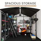 8 x 8 FT Plastic Outdoor Storage Shed with Floor,Garden Resin Shed with Window and Lockable Door, Outside Sheds for Bike, Garbage Can, Tool