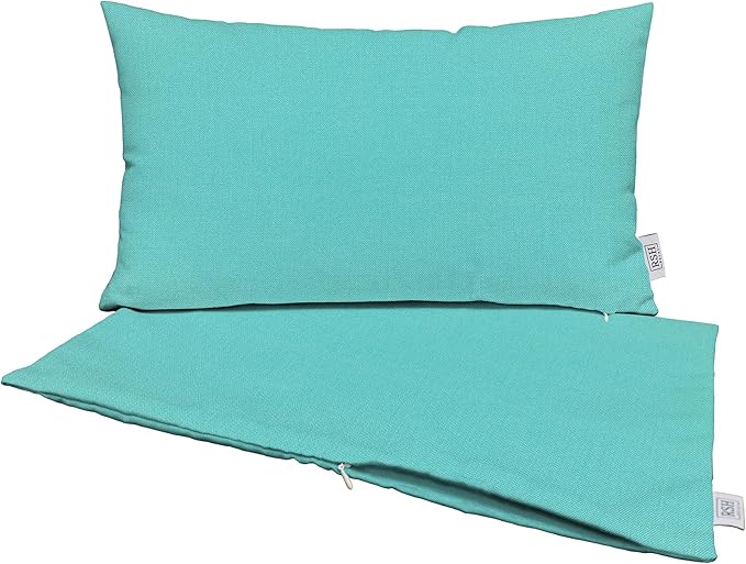 RSH DECOR: Sunbrella Pillow Covers Set of 2 | Covers Only - 20" x 12" | Outdoor Lumbar Pillow Covers Crafted with Sunbrella Performance Fabric | Canvas Aruba