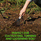 Garden Guru Hand Rake Cultivator Claw Soil Tiller - Military Grade Steel - Rust Resistant - 5 Tine Japanese Ninja Claw - Comfortable Wood Handle - Perfect Pulverized and Aerated Soil (2 Pack)