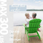 YEFU Adirondack Chairs Set of 2 Plastic Weather Resistant, Outdoor Chairs 5 Steps Easy Installation for Outdoor, Patio, Campfire (Lime)