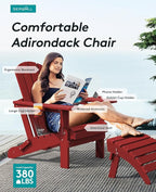 SERWALL Adirondack Chair with Cup Holders - Composite Adirondack Chairs HDPE Outdoor Chairs All Weather Use- Dark Red