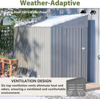 4x8 FT Outdoor Storage Shed,Lean to Lockable Metal Garden Shed Steel with Reinforced Beams,All Weather Waterproof Storage House W/Lockable Door&2 Air Vents,for Backyard,Patio,Lawn,Garden,Gray
