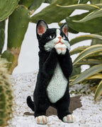Elenon Cat Garden Statue Decorative for Yard, Praying Black & White Cat Figurines Home Lawn Decor, Patio Kitten Tuxedo Statues Pets Memorial Ornament for Cat Lovers