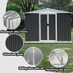 8x6 FT Outdoor Storage Shed,Metal Shed with Sliding Door & Air Vent,Garden Shed W/Sloped Roof,All Weather Waterproof Tool House for Backyard,Patio,Garage,Lawn,Grey