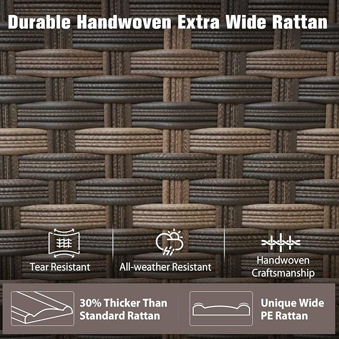 EAGLE PEAK Harbor Haven 2 Piece Wicker Patio Chair, Deep Seating Armchair, Weather Resistant Outdoor Furniture for Patio, Deck, Garden, Brown/Beige