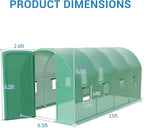 15X7x7 Ft Walk-in Tunnel Greenhouse for Outdoor Gardening - Heavy Duty Galvanized Steel Hoop House with Green PE Cover, A Swing Door & 8 Vent Windows, Garden Plant Protection for Winter Use