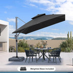 PURPLE LEAF 10 FT Cantilever Patio Umbrella Outdoor Umbrella with 220lbs Base Large Square Windproof Offset Umbrella for Pool Deck Garden, Graphite Grey