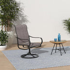 PHI VILLA Patio Swivel Dining Chairs Set of 2, Outdoor Metal Chair with Textilene Mesh Fabric, Patio Chair with Armrest, Black Frame for Patio Deck Garden