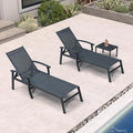 PURPLE LEAF Chaise Lounge Chair Outdoor 2 Pieces Pool Lounge Chairs 5 Adjustable Position with Armrests and Side Table Aluminum Patio Lounge Chair for Outside Backyard Beach Pool, Grey
