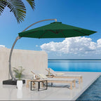 Kingdura 11ft Offset Cantilever Patio Umbrella with Base Included, Large Round Aluminum Outdoor Umbrella, 360° Rotation & Infinite Tilt, Heavy Duty Frame for Deck Pool Backyard, Dark Green