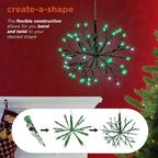 Alpine Corporation 10" H Indoor Christmas Twig 3D Hanging Snowflake Ornament with LED Lights, Green, Christmas Decoration (Pack of 4)