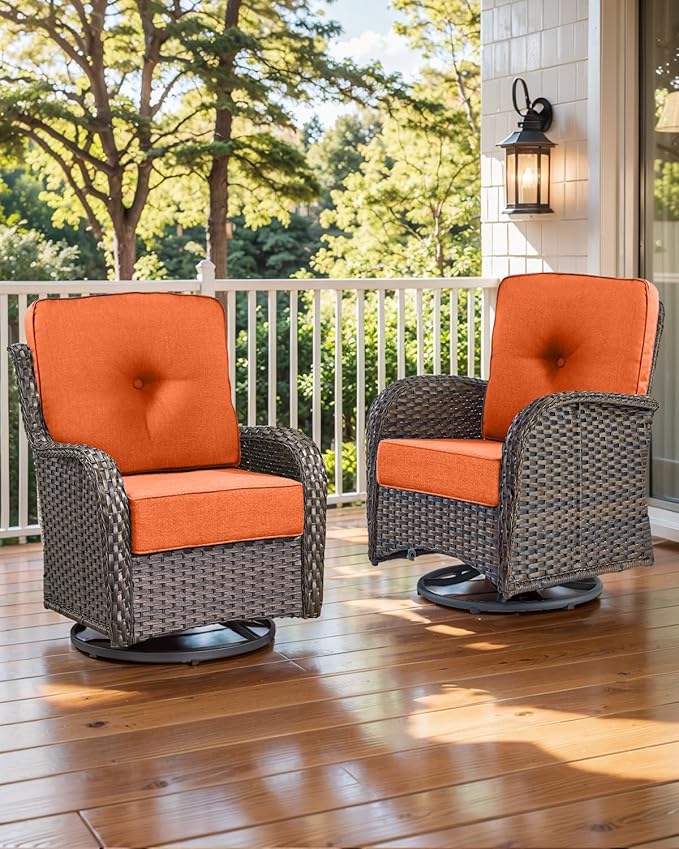 Luxury 22x24/22x25 6-Inch Outdoor Chair Cushions Set of 4 - Heavy Duty Water Repellent Comfortable Cushion for Patio Furniture Set Dining Gliding Rocking Chairs Loveseat L-Shape Sofa - Orange
