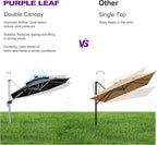 PURPLE LEAF 10ft Solar powered LED Patio Umbrella Outdoor Round Umbrellas Large Cantilever Umbrella with LED lights Windproof Offset Heavy Duty Sun Umbrellas for Garden Deck Pool Patio, Grey