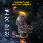 Solar Garden Decor Outdoor Statues Cat - Lawn Decor Statue for Patio, Balcony, Yard Ornament - Unique Gifts for Housewarming, Birthday, Christmas (Gray)