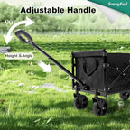 SUNNYFEEL 330lbs Wagons Carts Foldable,Heavy Duty Collapsible Folding Wagon Carts with Wheels,Lightweight Fold Up Wagon Cart for Outdoor Camping Shopping Sports Beach Garden Grocery