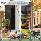 WKM 5X3 FT Outdoor Storage Shed, Utility Metal Tool Storage with Lockable Doors and Updated Frame Structure, Metal Garden Shed for Backyard, Patio Lawn, Black