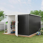 8X10 FT Large Metal Outdoor Storage Shed, Galvanized Steel Garden Tool Shed with Lockable Double Doors & Ventilation for Bicycles, Tools, Lawnmowers, Backyards, Patios, Lawns, Brown