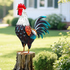 Metal Rooster Decor,Yard Chicken Decorations,Outdoor Garden Statues, Metal Chicken Sculpture for Backyard Patio Kitchen Decor & Lawn Ornaments