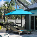PURPLE LEAF 10FT Cantilever Outdoor Umbrellas Large Patio Umbrella Hanging Double Top Square Offset Umbrella with 360°Rotation Tilting Umbrella Outdoor Patio, Turquoise Blue