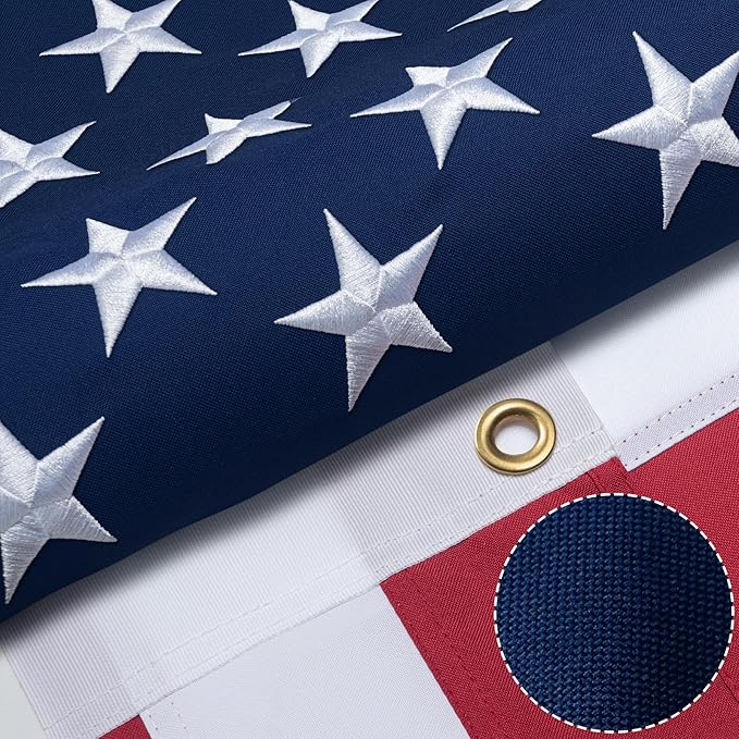 High Wind American Flag for Outdoor 12x18 Ft - Heavy Duty Allegiance US Flag with Embroidered Stars, Sewn Stripes & Brass Grommets All Weather Fade Resistant for Outside Use