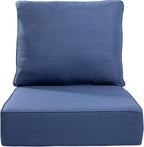 Luxury 22x24/22x25 6-Inch Outdoor Cushions - Water Resistant 1 Set Deat Seat Patio Furniture Cushion for Wicker Dining Rocking Swivel Chairs Loveseat Couch Sectional Sofa - Navy Blue