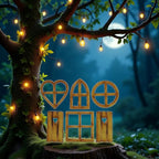 6Pcs Brown Wooden Fairy Garden Door, Blank Door Fairy House Doors and Windows Ornaments Tree Statues for Tree Trunk Yard Decoration, Miniature Gardens Buildings , Garden Sculptures and Statues