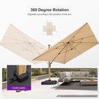 PURPLE LEAF 9 Pieces Patio Dining Set Wicker Outdoor Furniture Rectangular Table and Chairs Set for Garden Patio Teak-Finish Aluminum Frame Backyard Kitchen Set, Cushions and Pillows Included