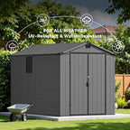 Devoko 6x10 FT Plastic Outdoor Storage Shed - Lockable Resin Tool Shed with Window & Floor - Easy Assembly for Garden, Backyard, Deep Gray