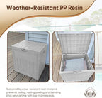 33 Gallon Deck Box, Small Outdoor Storage Box Waterproof, Lockable Secure Package Bin Delivery Box for Outside Front Porch, Patio Cushions Storage Box, Delivery Driver Snack Box for Porch, White