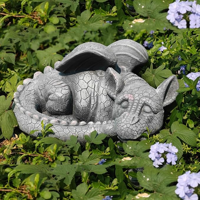 Large Sleeping Dragon Garden Outdoor 22" L Statue Mythical Decor for Lawn Yard Patio Pond Porch Deck Baby Sleeping Dragon Ornament Birthday Presents for Friends Family