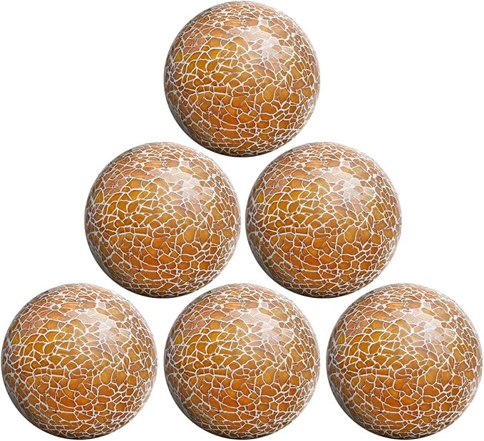 6 PCS 2.5inch Glass Decoration Gradients Solid Round Orbs Set Mosaic Sphere Balls for Living Room Table Bowls Vases Christmas Wedding Thanksgiving Party Centerpieces