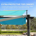 Domi Outdoor Living 11’ X 16’ Outdoor Retractable Pergola with Weather-Resistant Canopy Aluminum Garden Pergola Patio Grill Gazebo for Courtyard (Lake Blue)