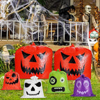 Halloween Pumpkin Leaf Bags, 10 Pcs Large Reusable Plastic Yard Trash Bags with Twist Ties for Fall Porch Decorations, Garden Waste & Outdoor Halloween Decorations