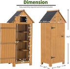 MCombo Outdoor Storage Cabinet with Shelves, Wooden Outside Storage Shed with Floor, Garden Tool Shed for Patio Yard Lawn, 0770 (Natural)