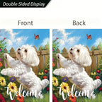 BlissYard Welcome Spring Summer Flowers Maltese Dog Garden Flag Lovely Floral Seasonal Home Decor Banner 12x18 Double Sided Funny Dog Garden Flag Farmhouse Outdoor Yard Decoration Flag