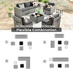 ovios 8 Pieces Patio Furniture Set, Outdoor Wicker Sectional Sofa with Swivel Chair Coffee Table, Modern Modular Deep Seat Rattan Couch Conversation Sets, Black