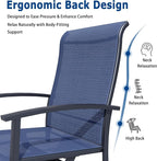 Patio Swivel Chairs Set of 8, Outdoor Swivel Chairs with Armrest, High Back Patio Chair with Metal Frame, All-Weather Outdoor Dining Chair for Deck, Porch and Lawn, Blue