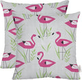 RSH DECOR: Square Throw Pillows Set of 2 | 17” x 17” | All-Weather Spun Fabric | Water and Fade-Resistant | Outdoor Accent Pillows for Patio Furniture | Groove Pink Flamingo