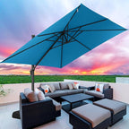 Hotime 10ft Patio Umbrella Outdoor Patio Windproof and Height adjustable, Heavy Duty Aluminum Square Offset Patio Umbrella Cantilever Pool Umbrella with 360°Rotation for Garden Deck Pool, Light Blue